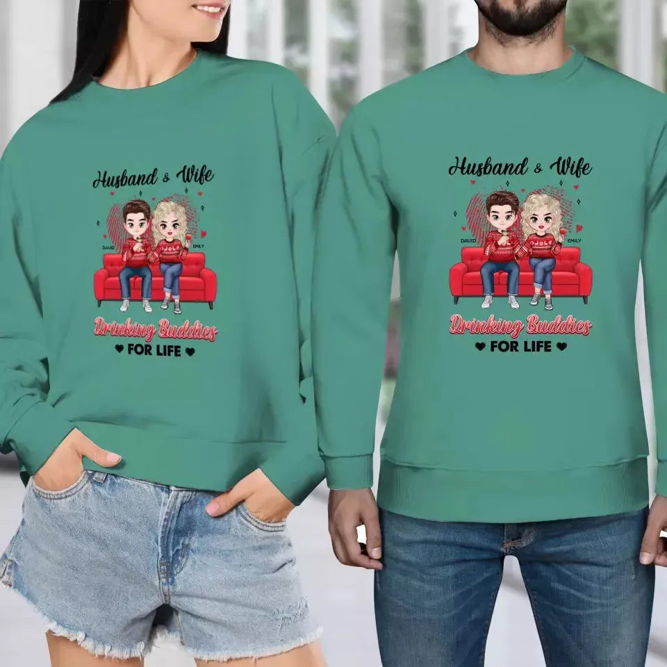 Drinking Buddies For Life - Personalized Gifts for Couples - Unisex Sweater