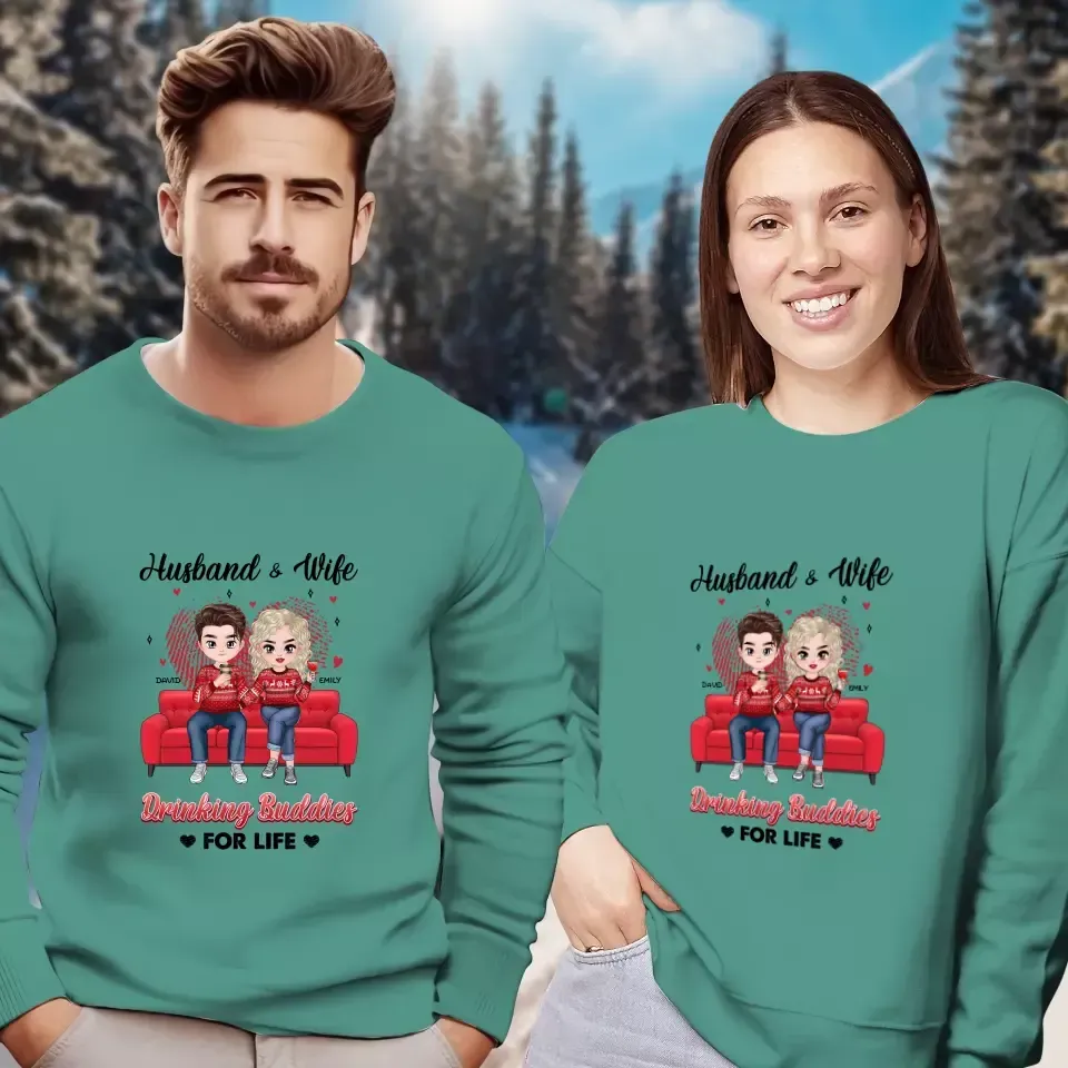 Drinking Buddies For Life - Personalized Gifts for Couples - Unisex Sweater