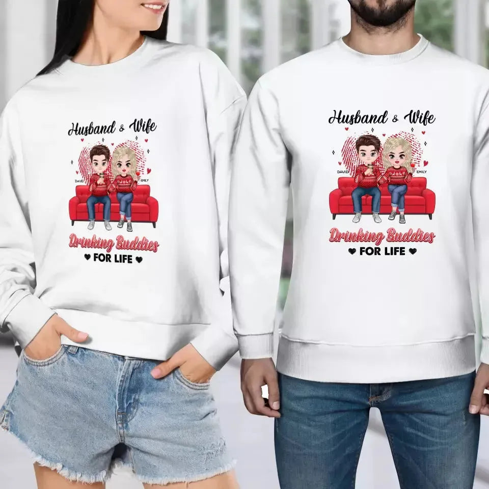 Drinking Buddies For Life - Personalized Gifts for Couples - Unisex Sweater