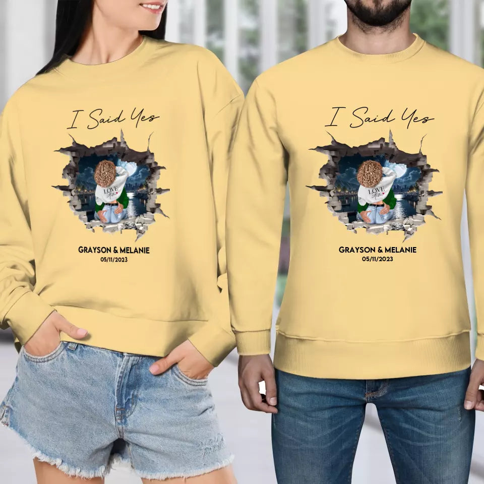 I Said Yes - Custom Photo - Personalized Gifts for Couples - Unisex Sweater