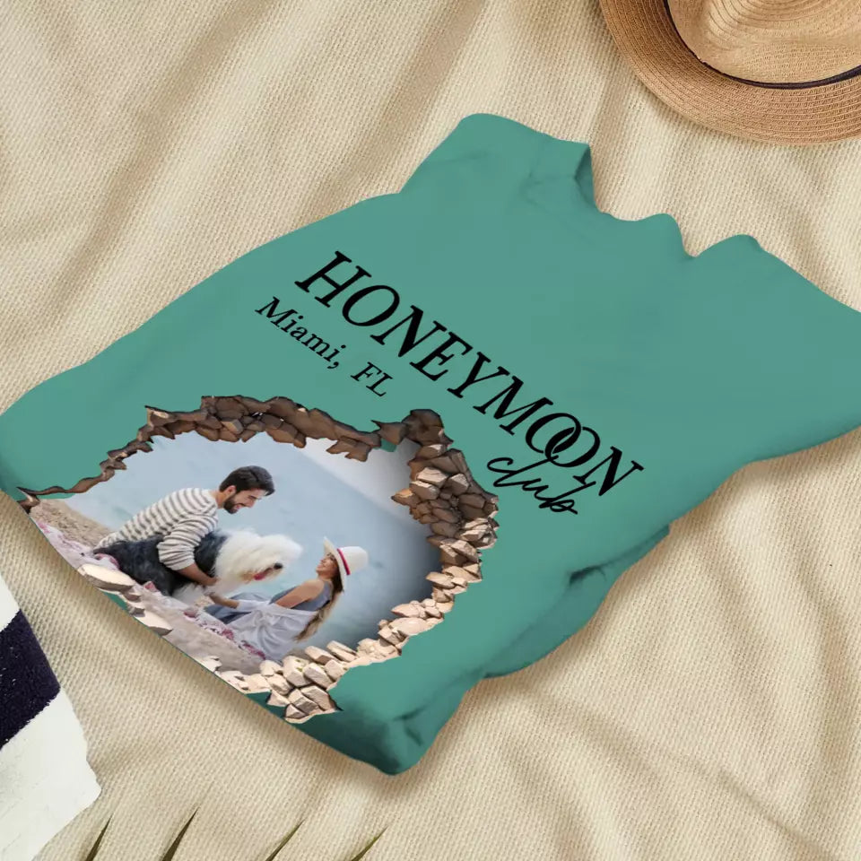 Honeymoon With Love - Custom Photo - Personalized Gifts for Couples - Unisex Sweater