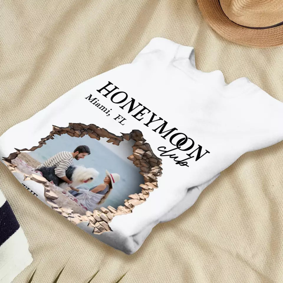 Honeymoon With Love - Custom Photo - Personalized Gifts for Couples - Unisex Sweater