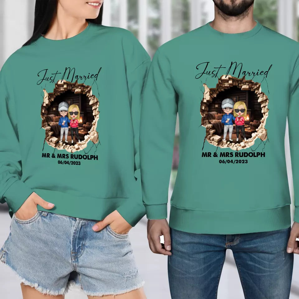 Just Married - Custom Name - Personalized Gifts for Couples - Unisex Sweater