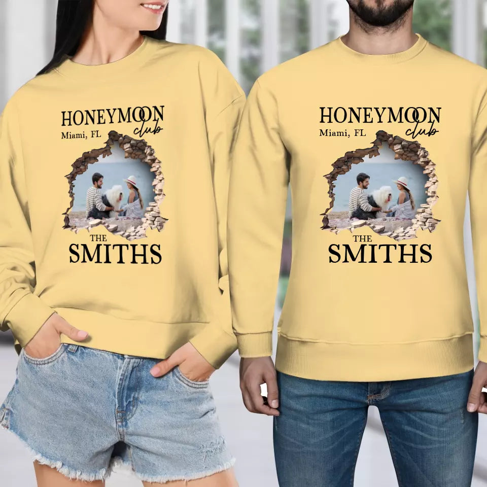 Honeymoon With Love - Custom Photo - Personalized Gifts for Couples - Unisex Sweater