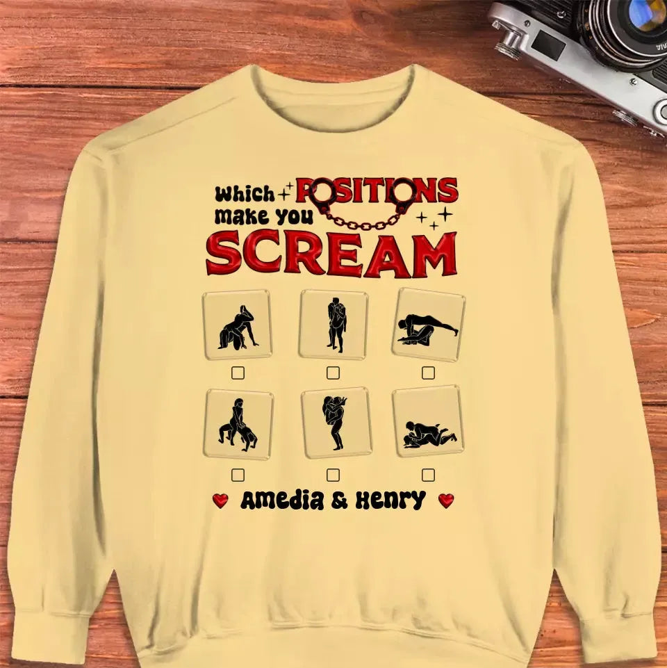 Which Position Makes You Scream  - Personalized Gifts For Couple - Unisex Sweater