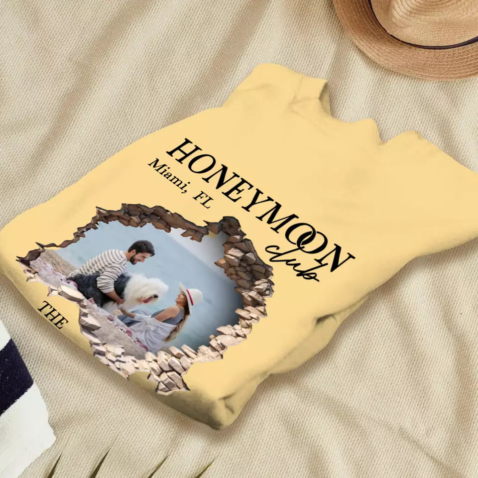 Honeymoon With Love - Custom Photo - Personalized Gifts for Couples - Unisex Sweater