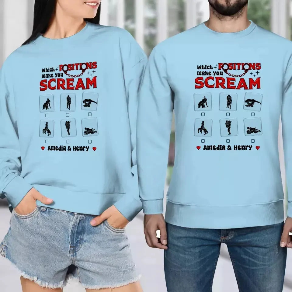 Which Position Makes You Scream  - Personalized Gifts For Couple - Unisex Sweater