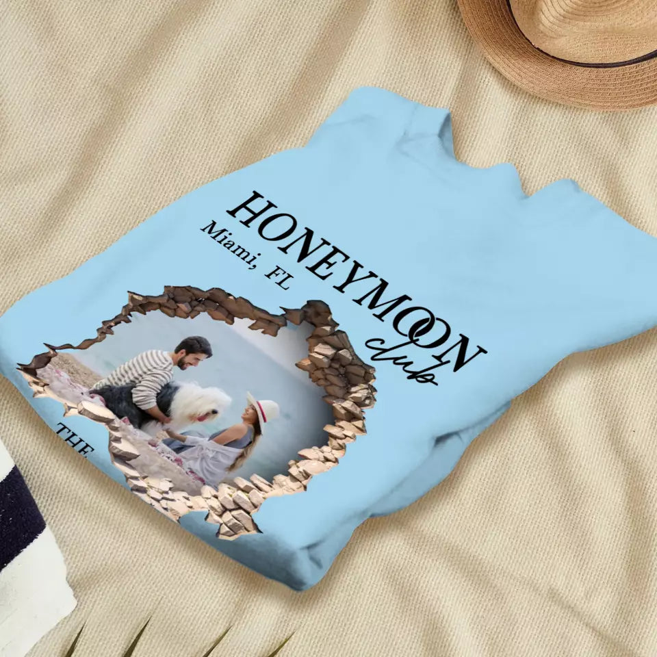 Honeymoon With Love - Custom Photo - Personalized Gifts for Couples - Unisex Sweater