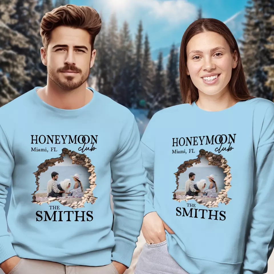 Honeymoon With Love - Custom Photo - Personalized Gifts for Couples - Unisex Sweater