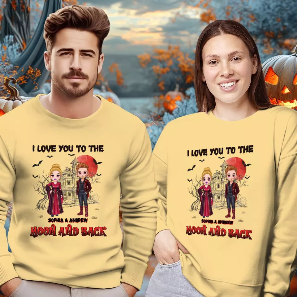 I Love You To The Moon And Back - Custom Name - Personalized Gifts for Couples - Sweater