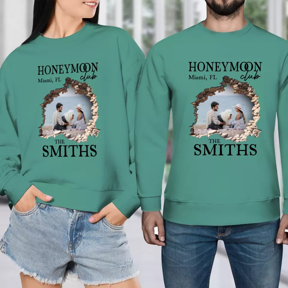 Honeymoon With Love - Custom Photo - Personalized Gifts for Couples - Unisex Sweater