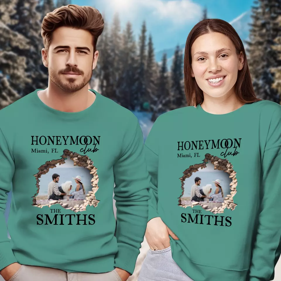 Honeymoon With Love - Custom Photo - Personalized Gifts for Couples - Unisex Sweater