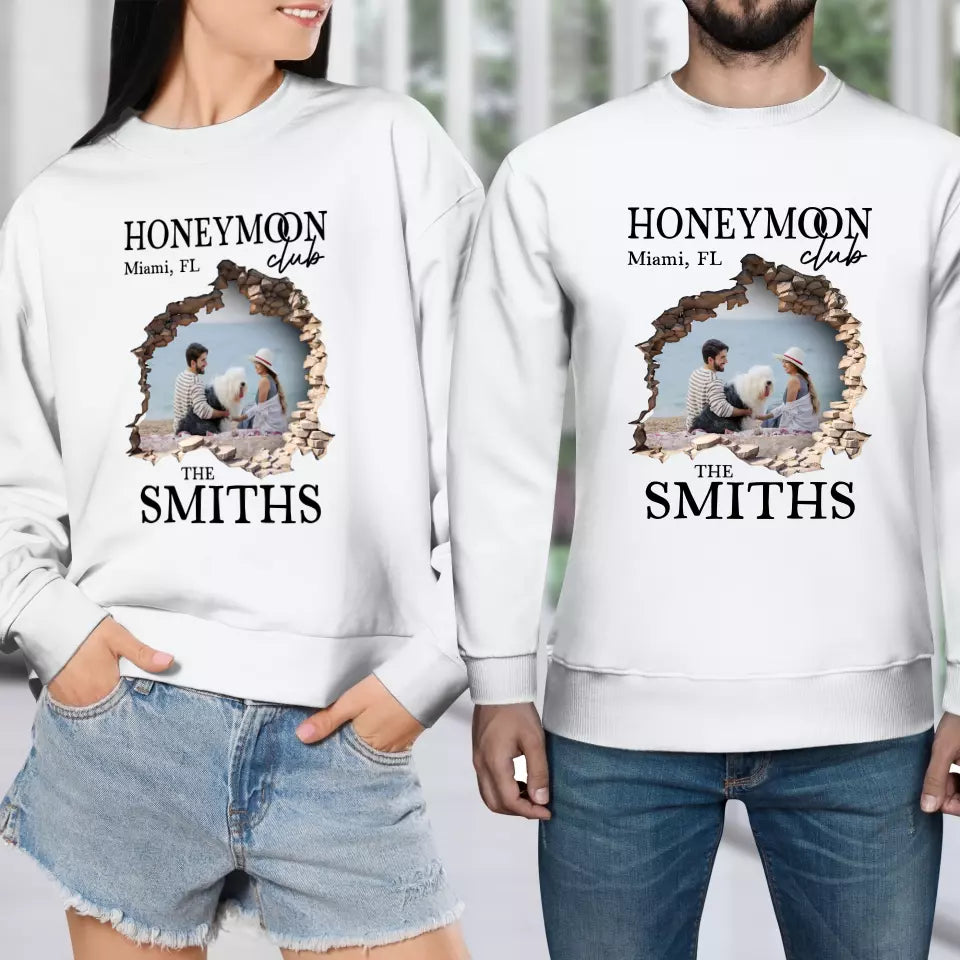 Honeymoon With Love - Custom Photo - Personalized Gifts for Couples - Unisex Sweater