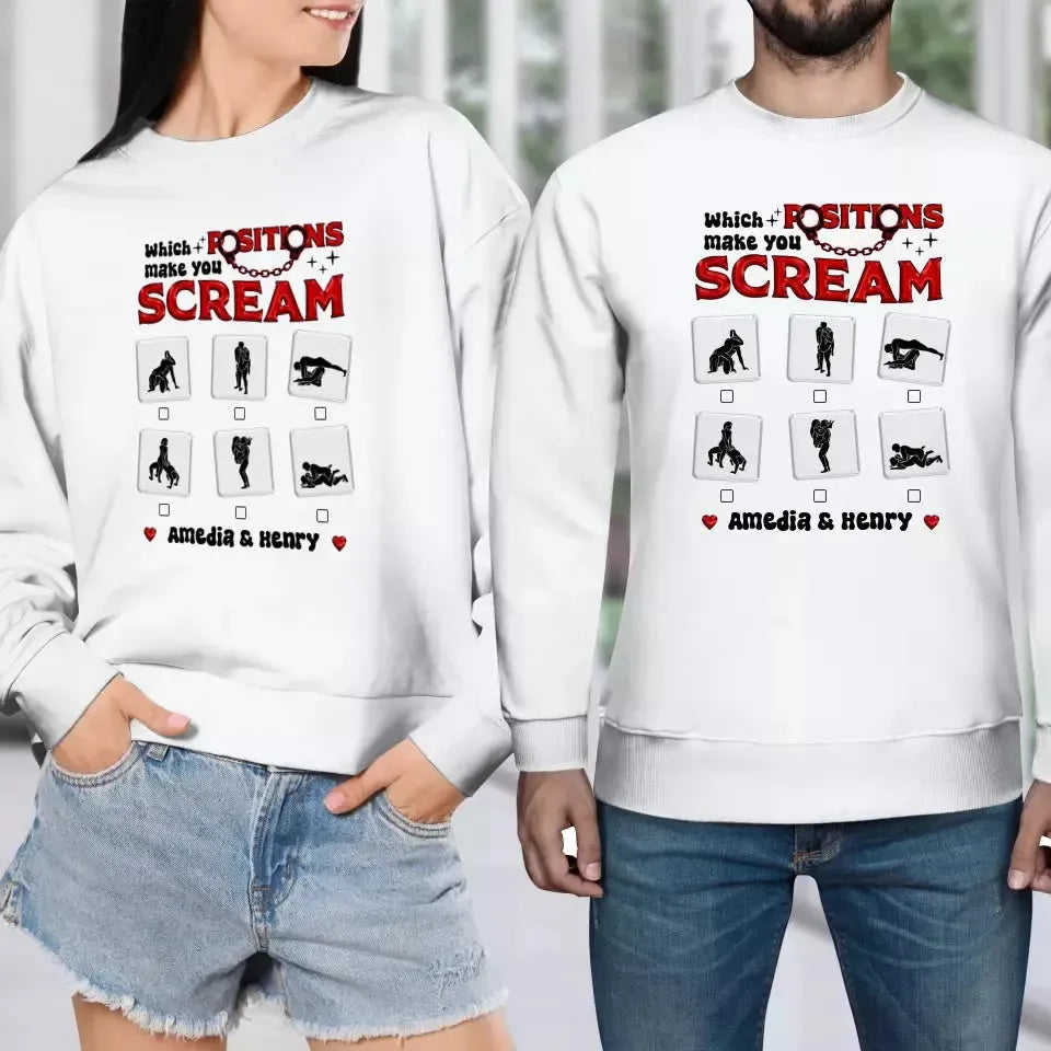 Which Position Makes You Scream  - Personalized Gifts For Couple - Unisex Sweater