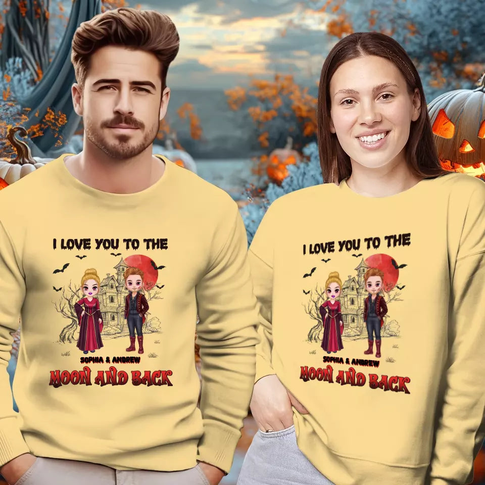 I Love You To The Moon And Back - Custom Name - Personalized Gifts for Couples - Sweater