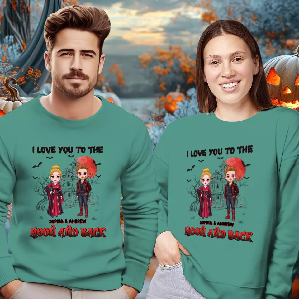 I Love You To The Moon And Back - Custom Name - Personalized Gifts for Couples - Sweater