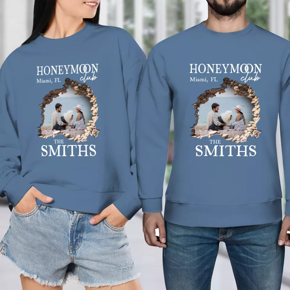 Honeymoon Honeymoon - Custom Photo - Personalized Gifts for Couples - Unisex Sweater