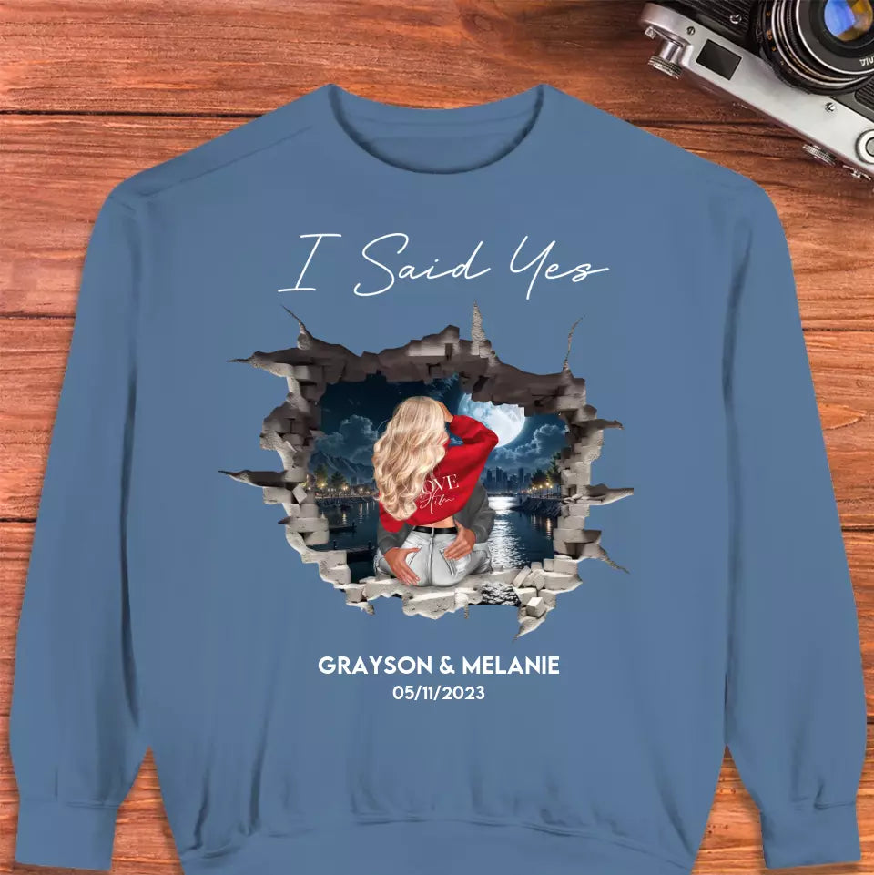 I Asked - Custom Photo - Personalized Gifts for Couples - Unisex Sweater