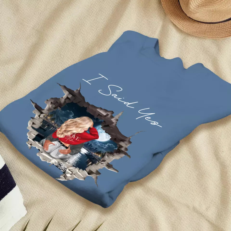 I Asked - Custom Photo - Personalized Gifts for Couples - Unisex Sweater