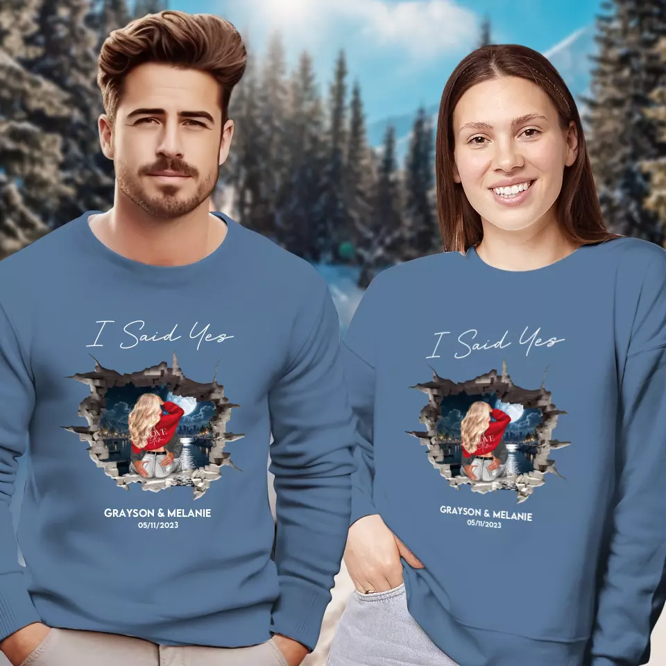 I Asked - Custom Photo - Personalized Gifts for Couples - Unisex Sweater