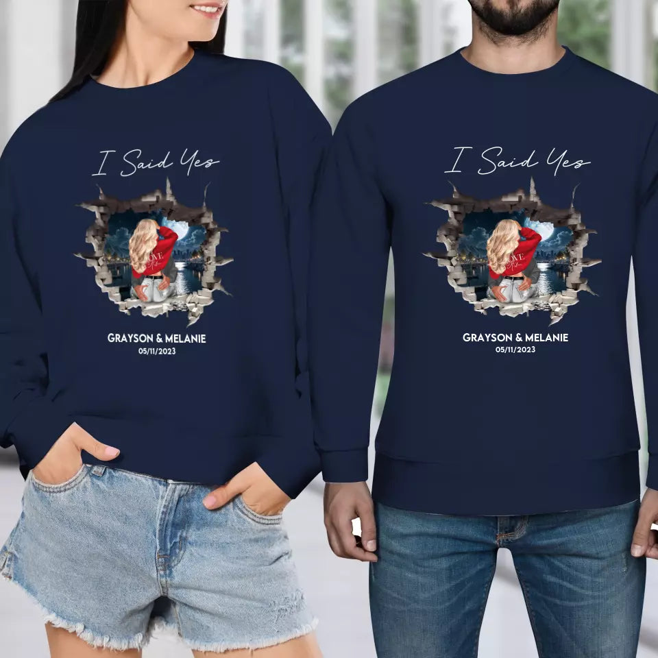 I Asked - Custom Photo - Personalized Gifts for Couples - Unisex Sweater