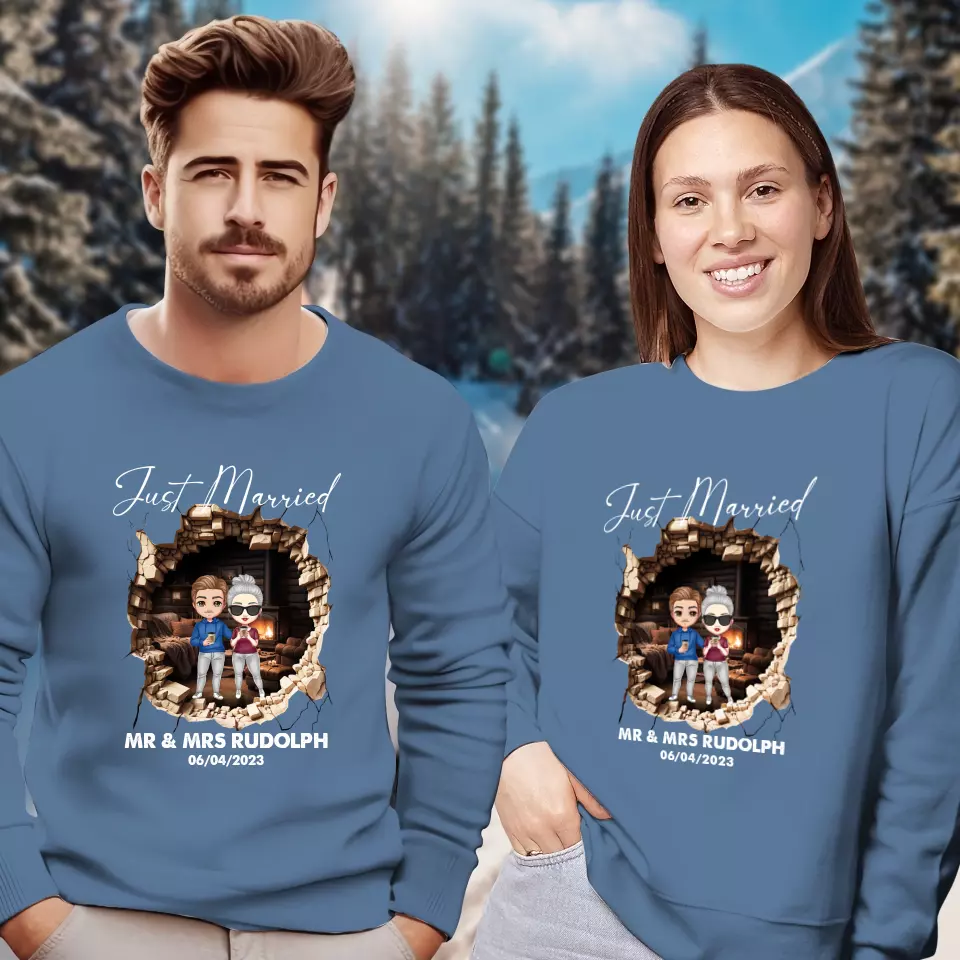 Just Married You - Custom Name - Personalized Gifts for Couples - Unisex Sweater