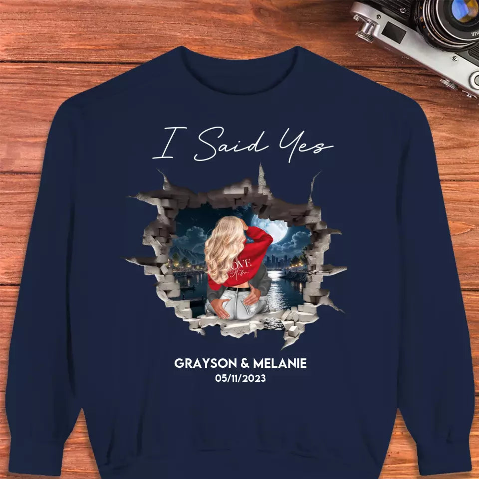 I Asked - Custom Photo - Personalized Gifts for Couples - Unisex Sweater