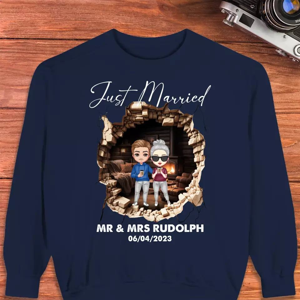 Just Married You - Custom Name - Personalized Gifts for Couples - Unisex Sweater