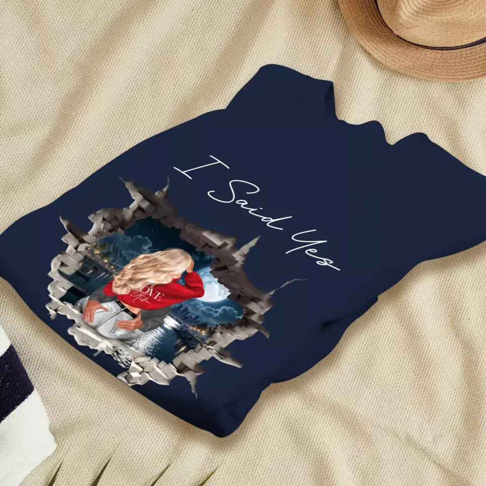 I Asked - Custom Photo - Personalized Gifts for Couples - Unisex Sweater