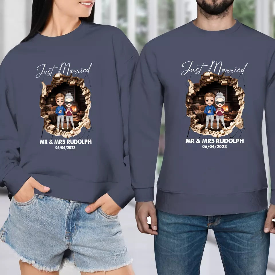 Just Married You - Custom Name - Personalized Gifts for Couples - Unisex Sweater