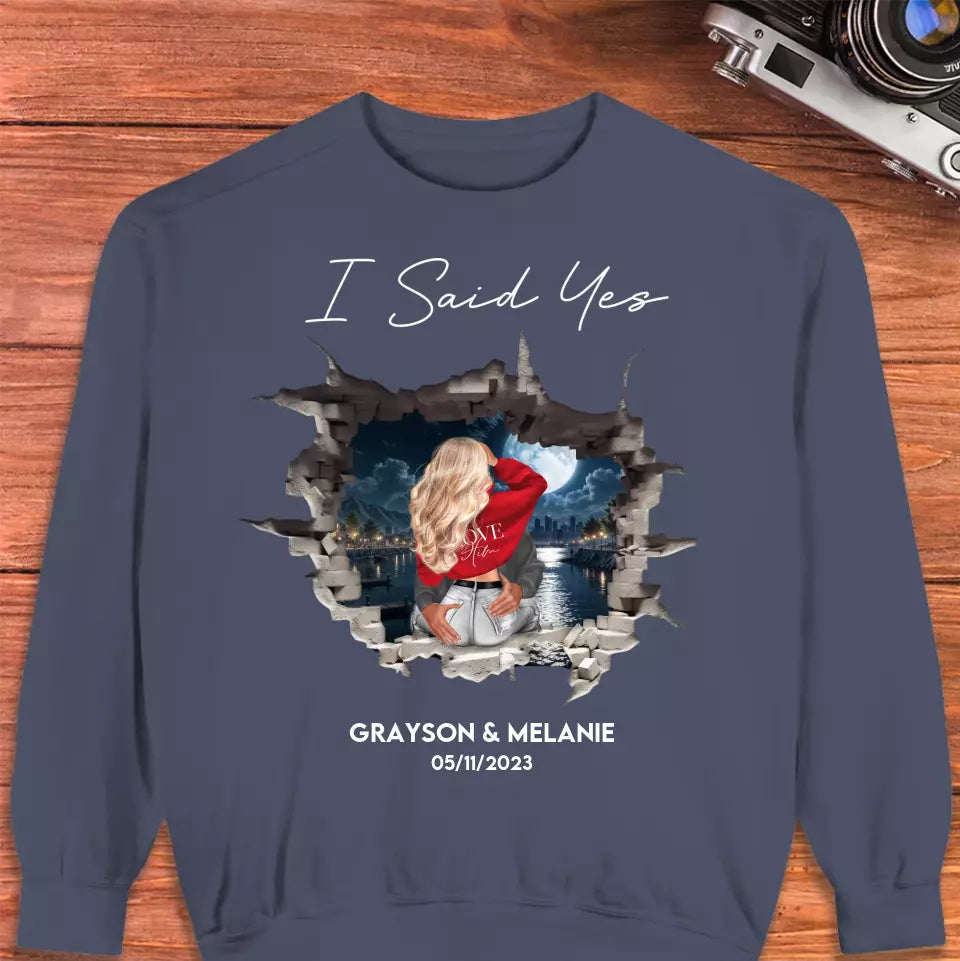 I Asked - Custom Photo - Personalized Gifts for Couples - Unisex Sweater