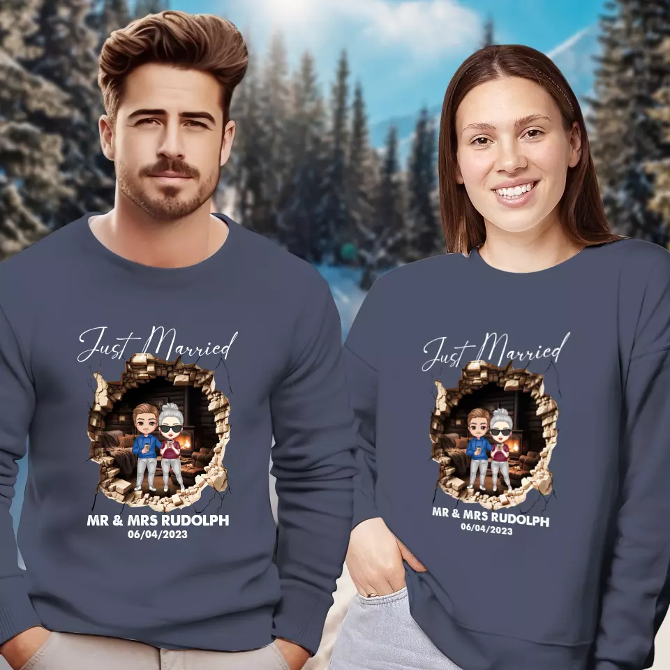 Just Married You - Custom Name - Personalized Gifts for Couples - Unisex Sweater