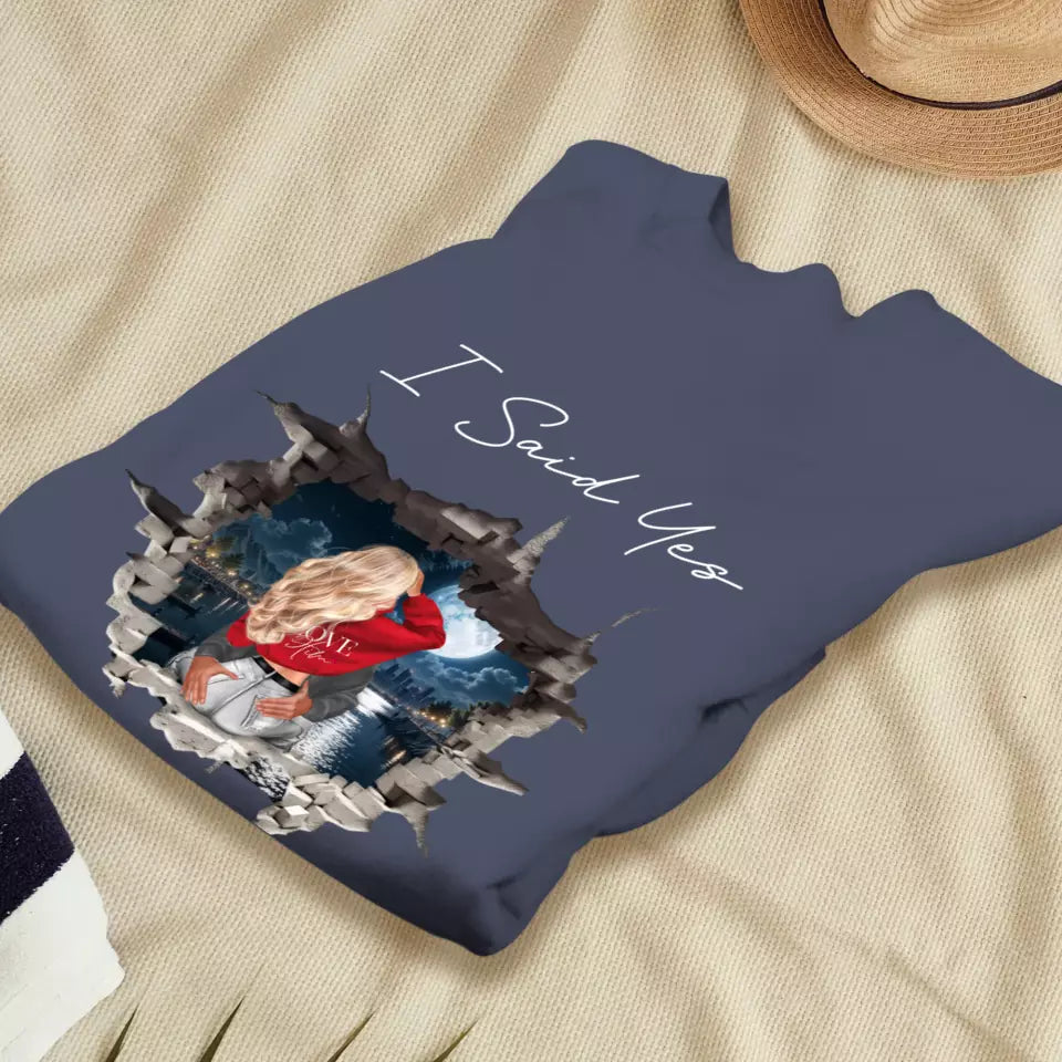 I Asked - Custom Photo - Personalized Gifts for Couples - Unisex Sweater