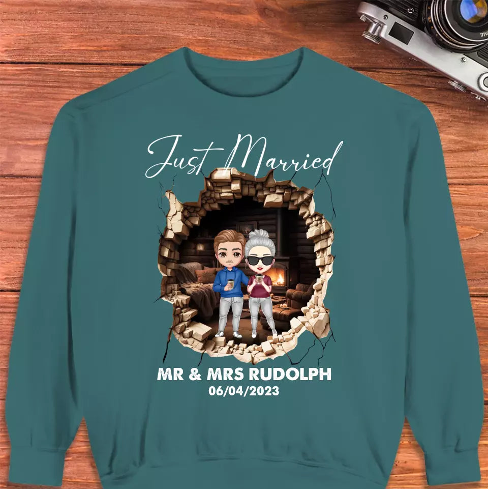 Just Married You - Custom Name - Personalized Gifts for Couples - Unisex Sweater