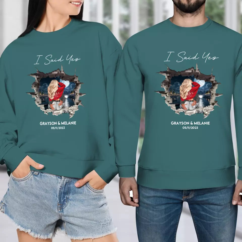 I Asked - Custom Photo - Personalized Gifts for Couples - Unisex Sweater