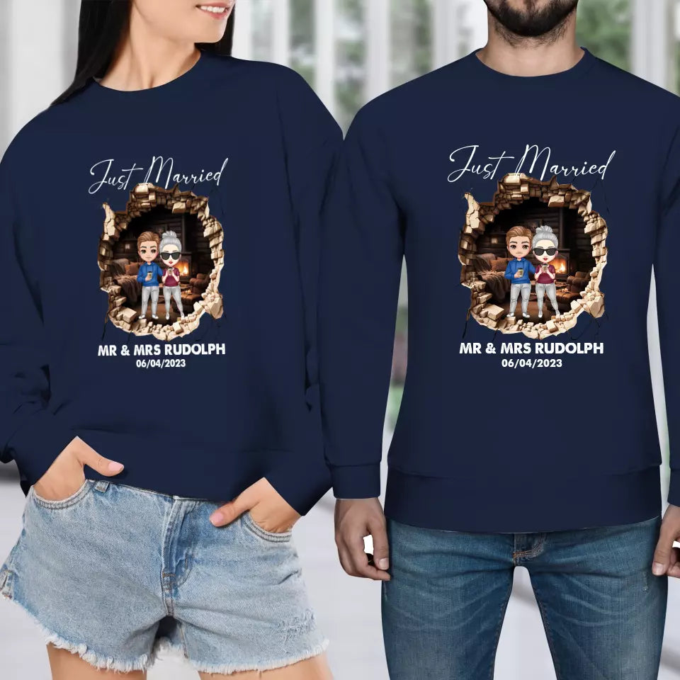 Just Married You - Custom Name - Personalized Gifts for Couples - Unisex Sweater