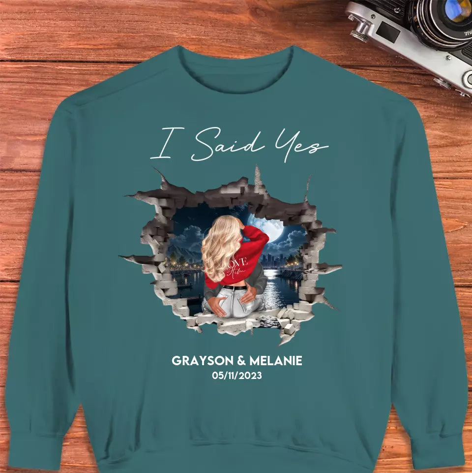 I Asked - Custom Photo - Personalized Gifts for Couples - Unisex Sweater