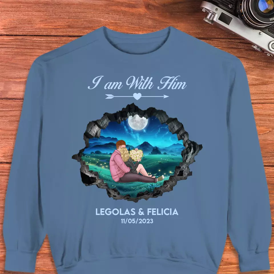 I Am With Him - Custom Name - Personalized Gifts for Couples - Sweater