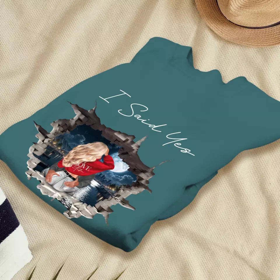 I Asked - Custom Photo - Personalized Gifts for Couples - Unisex Sweater