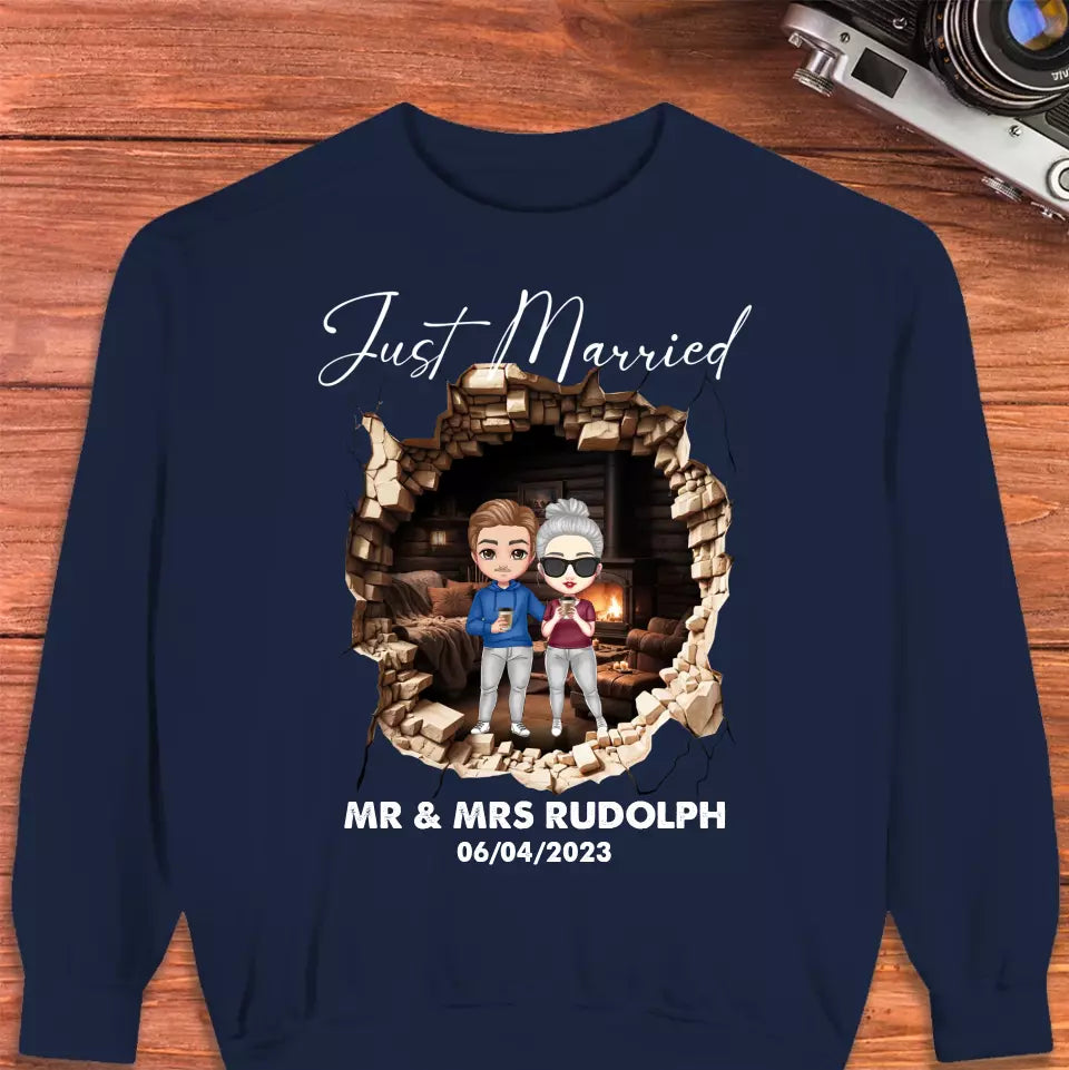 Just Married You - Custom Name - Personalized Gifts for Couples - Unisex Sweater