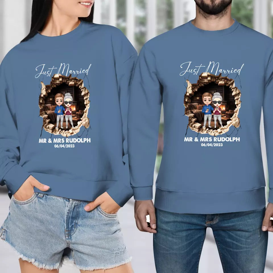 Just Married You - Custom Name - Personalized Gifts for Couples - Unisex Sweater