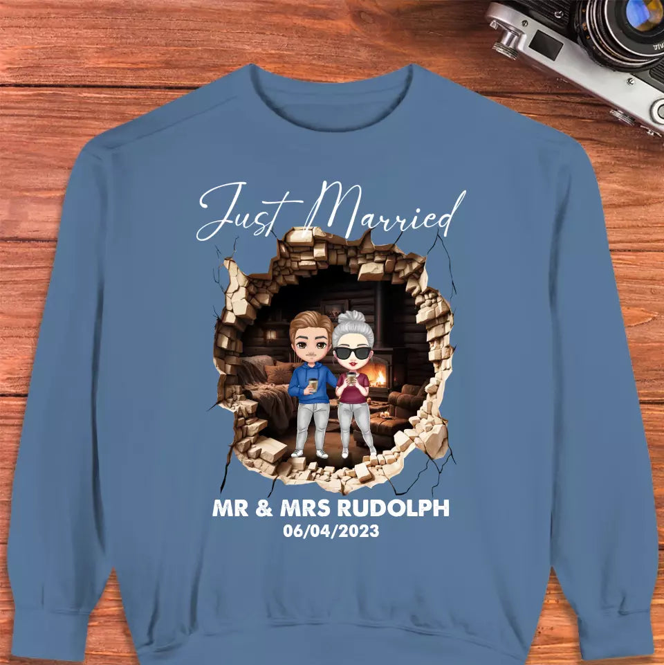 Just Married You - Custom Name - Personalized Gifts for Couples - Unisex Sweater