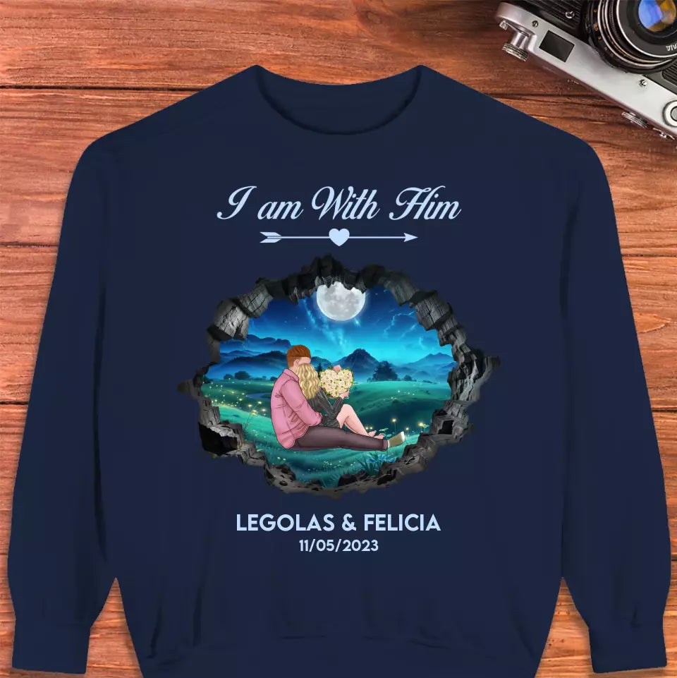 I Am With Him - Custom Name - Personalized Gifts for Couples - Sweater