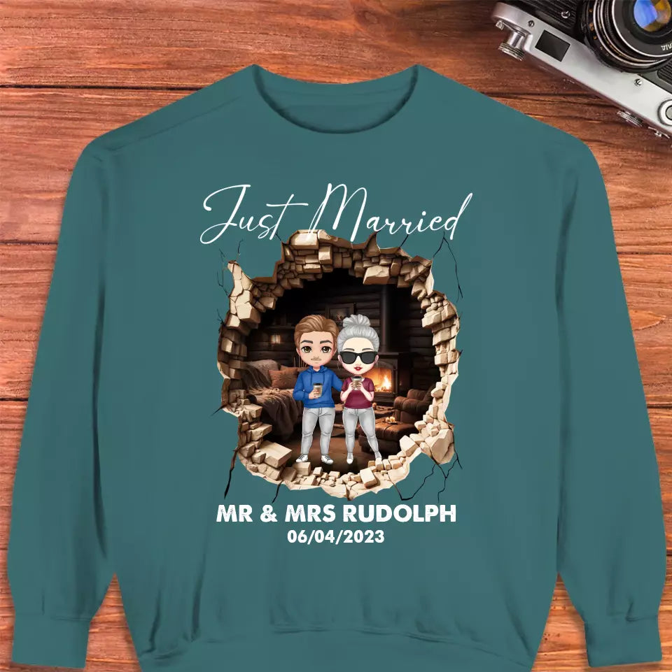 Just Married You - Custom Name - Personalized Gifts for Couples - Unisex Sweater