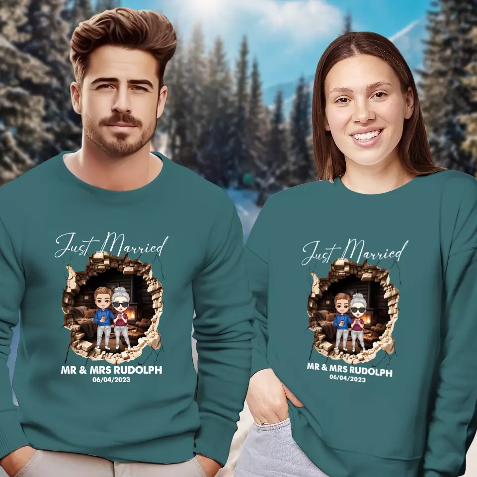 Just Married You - Custom Name - Personalized Gifts for Couples - Unisex Sweater