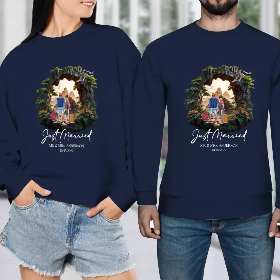 Just Married - Custom Name - Personalized Gifts For Couple - Sweater