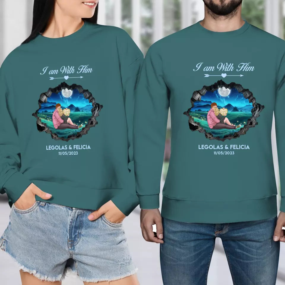 I Am With Him - Custom Name - Personalized Gifts for Couples - Sweater