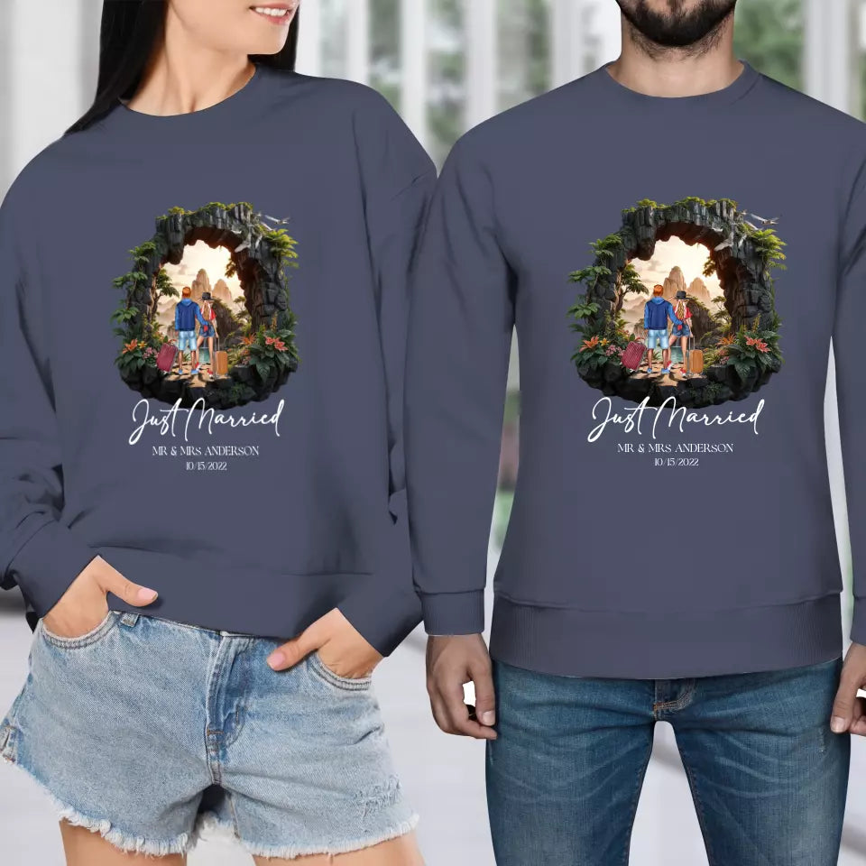 Just Married - Custom Name - Personalized Gifts For Couple - Sweater