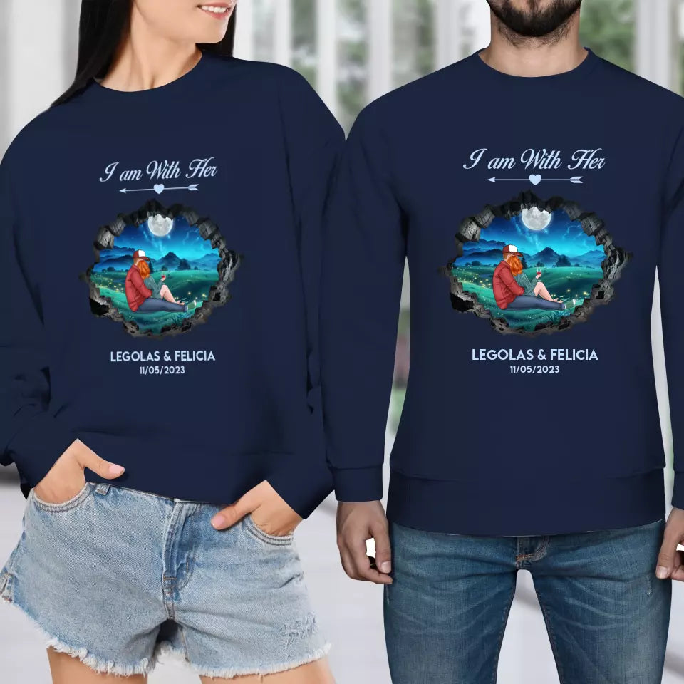 I Am With Him - Custom Name - Personalized Gifts for Couples - Sweater