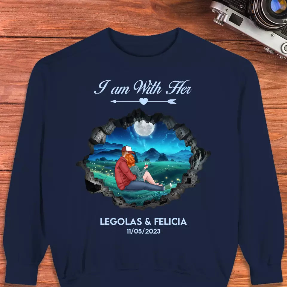 I Am With Him - Custom Name - Personalized Gifts for Couples - Sweater